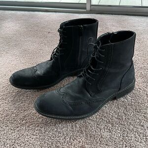 Faux leather boots, full height. Rubber sole. Good condition